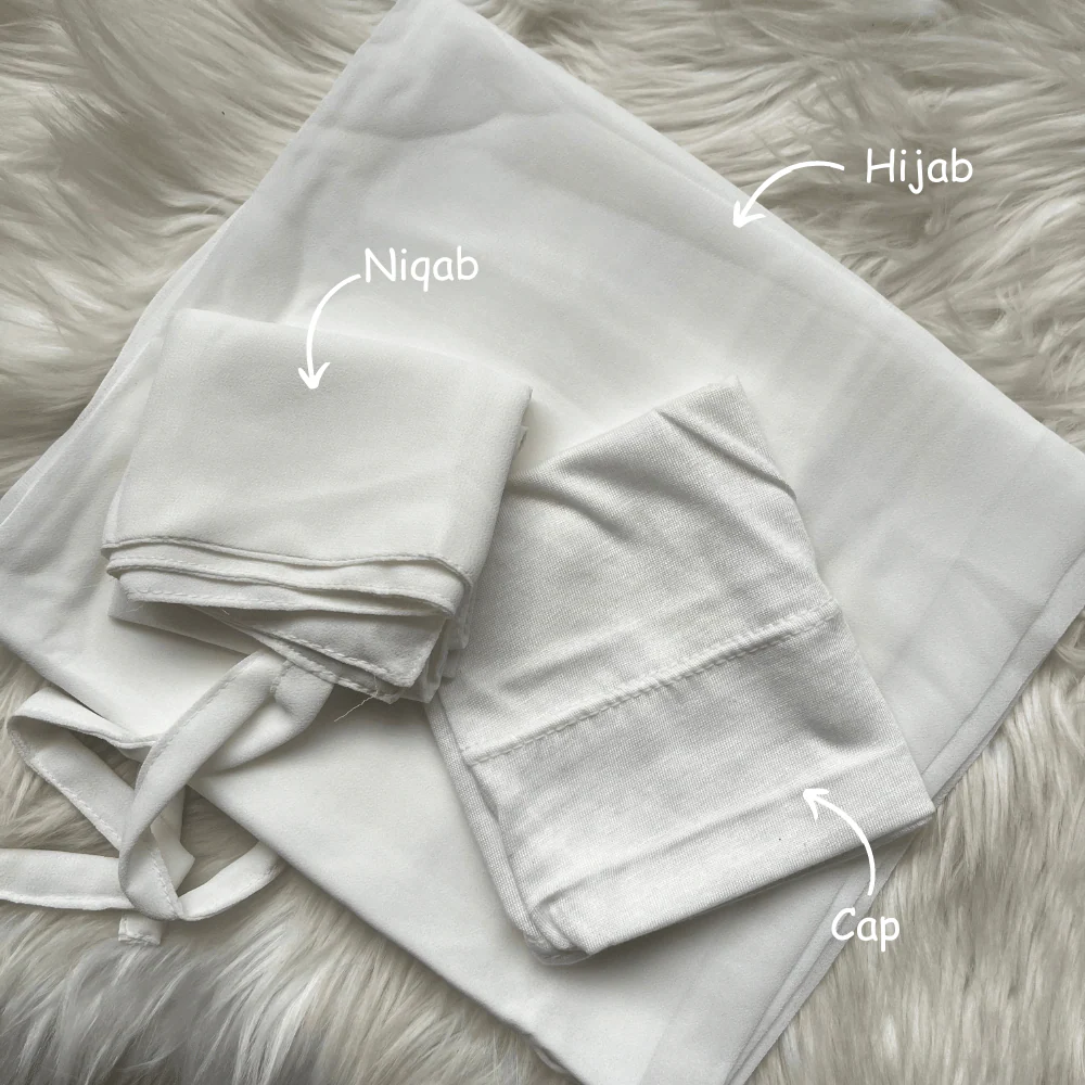 Hijab Niqab & Cap Set - Pure Snow