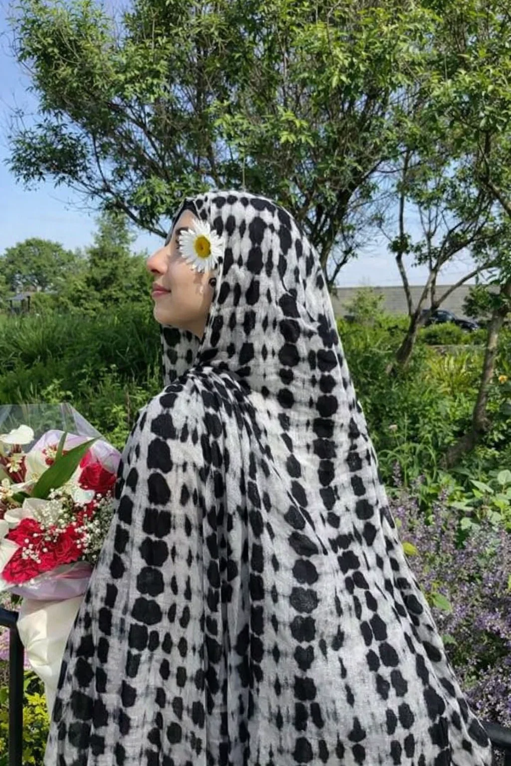 Printed Modal Lawn Hijab - Black Star