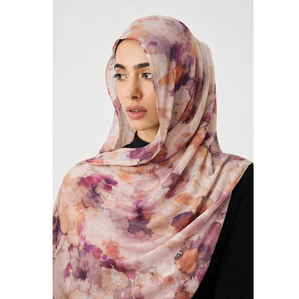 Printed Modal Lawn Hijab - Stormy Saphire