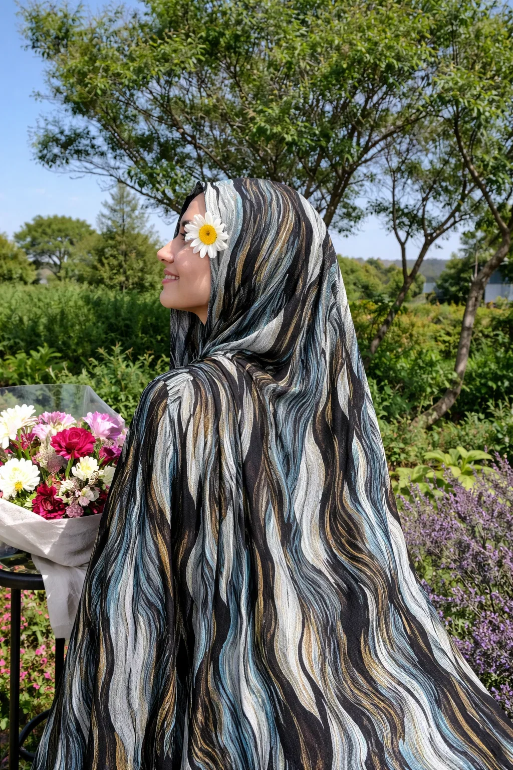 Printed Modal Lawn Hijab - Swirl